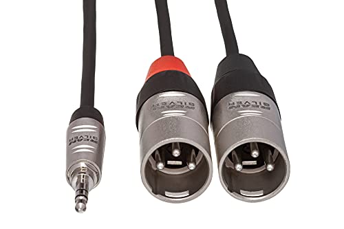 Hosa HMX-015Y REAN 3.5 mm TRS to Dual XLR3M Pro Stereo Breakout Cable, 15 Feet (HMX015Y)