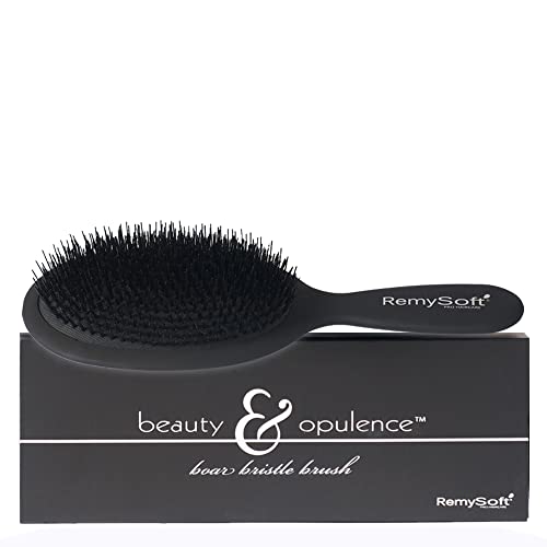 RemySoft Beauty & Opulence Boar Bristle Brush – Safe For Hair Extensions, Weaves and Wigs