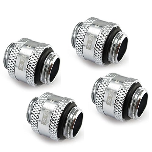 XSPC G1/4″ Male to Male Rotary Fitting, Chrome, 4-Pack