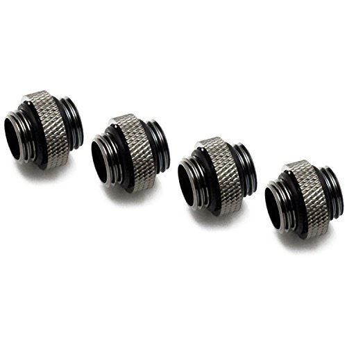 XSPC G1/4″ 5mm Male to Male Fitting, Black Chrome, 4-Pack
