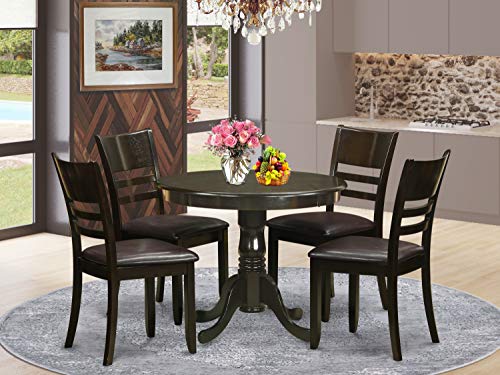 East West Furniture ANLY5-CAP-LC Dining Table Set, Faux Leather Seat