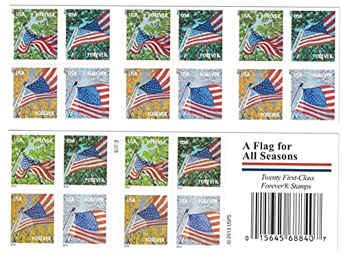 USPS Forever Stamps A Flag for All Seasons – book of 20 postage stamps