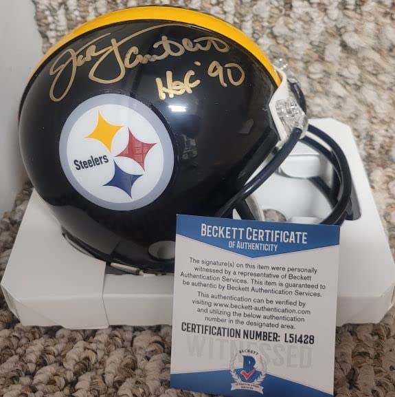 Autographed Jack Lambert “HOF 90” Pittsburgh Steelers mini helmet with Beckett COA