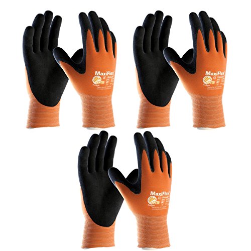 PIP 3 Pack MaxiFlex Ultimate Hi-Vis Orange Work Gloves 34-8014 Sizes Small-X-Large (Medium), Orange and Black (34-8014 – MEDIUM – 3/PACK)