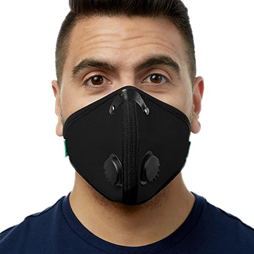 RZ Mask M2 Mesh Air Filtration Face Protection Dust Mask with 99.9% Effective Carbon Filters for Woodworking, Construction, Medium, 1 pack, Black