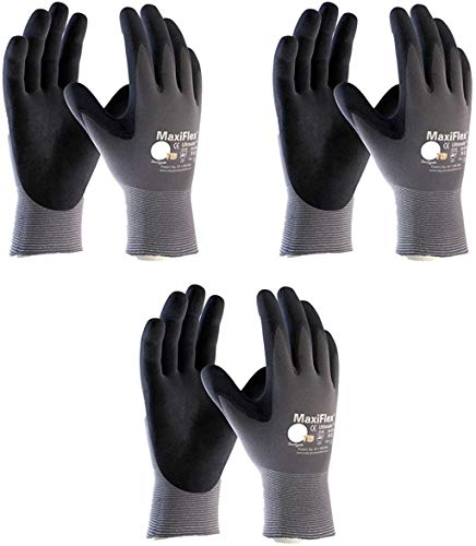 Maxiflex 34-874 Ultimate Nitrile Grip Work Gloves, Large, 3 Pair