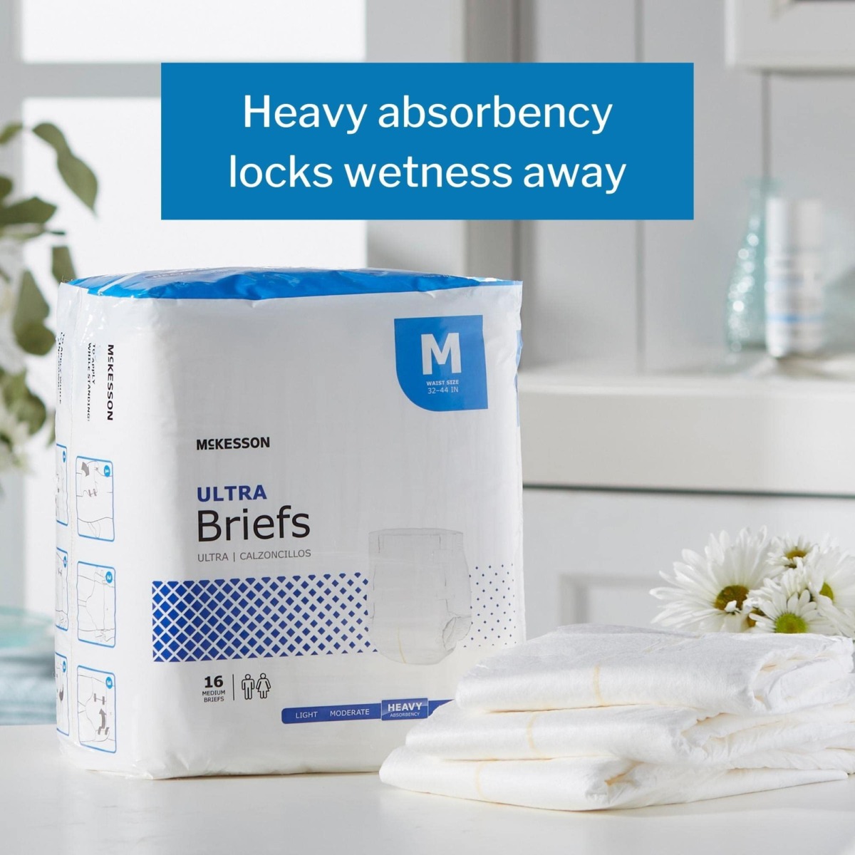 McKesson Ultra Briefs, Incontinence, Heavy Absorbency, Medium, 16 Count, 1 Pack | The Storepaperoomates Retail Market - Fast Affordable Shopping