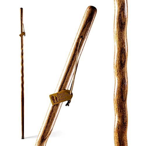 Hiking Walking Trekking Stick – Handcrafted Wooden Walking & Hiking Stick – Made in the USA by Brazos – Twisted Oak – Brown – 58 inches