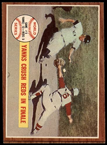 1962 Topps # 236 1961 World Series – Game #5 – Yanks Crush Reds in Finale New York/Cincinnati Yankees/Reds (Baseball Card) EX Yankees/Reds