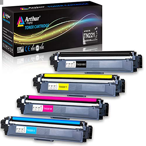 Arthur Imaging Compatible Toner Cartridge Replacement for Brother TN221 TN225 (Black, Cyan, Yellow, Magenta, 4-Pack)