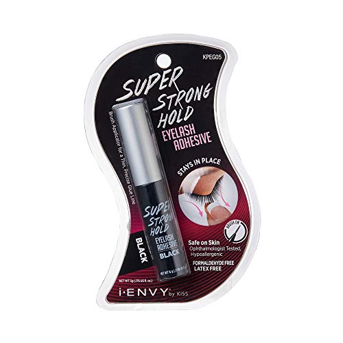 i-Envy by KISS Super Strong Hold Eyelash Adhesive Black KPEG05 Brush On Latex Free 0.18oz
