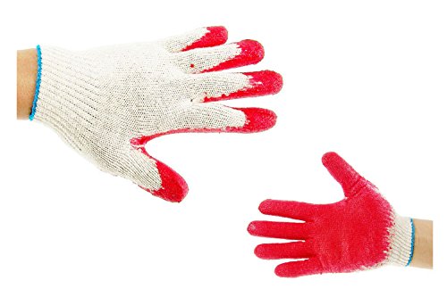 Better Grip 300 Pairs String Knit Red Palm Latex Dipped Gloves, Made in Korea -WRGKR300W/B