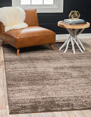 Unique Loom Del Mar Collection Area Rug- Modern Transitional Inspired Tonal Design (5′ 0 x 8′ 0 Rectangular, Brown/ Light Brown)