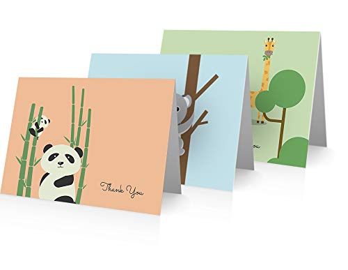 Baby Thank You Cards (24 Cards and Envelopes) Baby Animals Note Cards