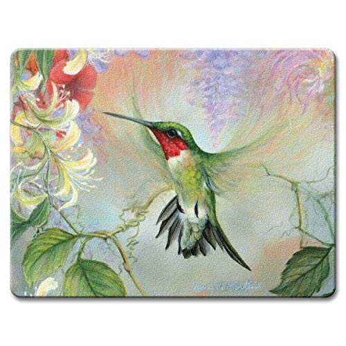 Ruby Hummingbird Natures Gift of Feathers Tempered Glass Large Cutting Board by Highland Graphics