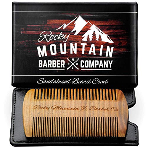 Beard Comb – Natural Sandal Wood for Hair with a Scented Fragrance Smell with Anti-Static & No Snag, Handmade Fine/Medium Tooth Brush Best for Beard & Moustache Packaged in Premium Giftbox