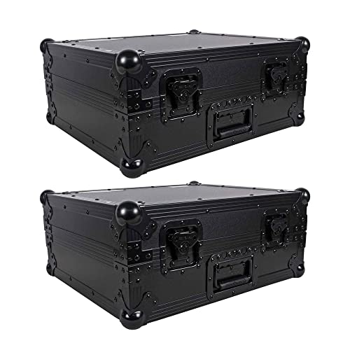 Odyssey Case FZ1200BL High Quality Technics Style Turntable Storage Cases for Numark and Stanton Mixers with Handle, Black (2 Pack)
