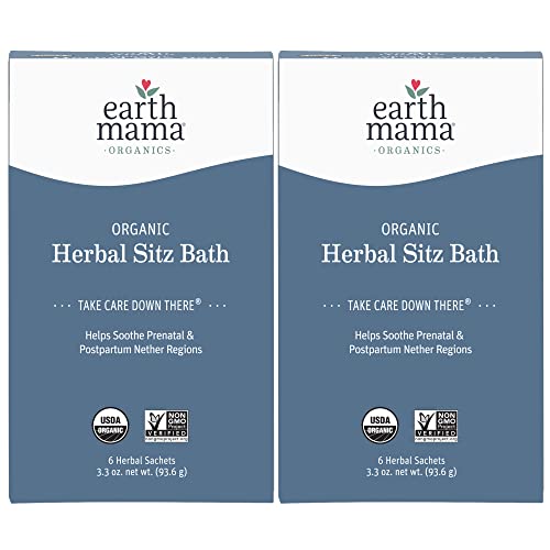 Organic Herbal Sitz Bath by Earth Mama | Soothing Perineal Soak for Pregnancy and Postpartum Care, 6-Count (2-Pack)