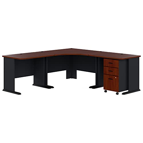 Bush Business Furniture Series A Corner Desk with Mobile File Cabinet, 84W x 84D, Hansen Cherry/Galaxy