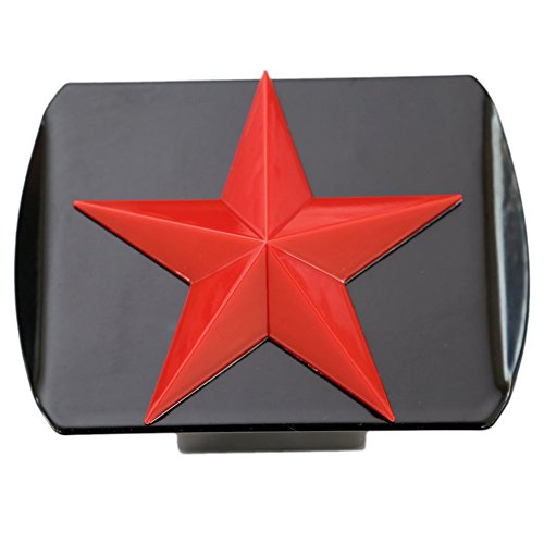 LFPartS Rock Star 3D Red Emblem on Black Trailer Metal Hitch Cover Fits 2″ Receivers New