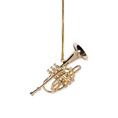 Broadway Gifts 2.8″ Gold Brass Cornet Ornament Decoration