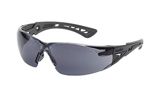 Bolle-40208 Safety Rush+ Safety Glasses, Black & Grey Frame, Smoke Lenses