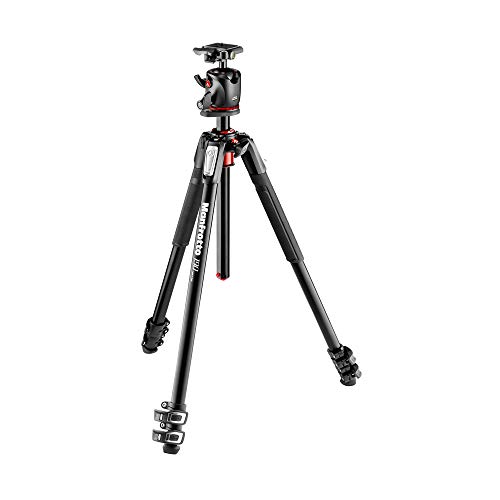 Manfrotto 190XPRO Aluminum 3-Section Tripod Kit with Ball Head (MK190XPRO3-BHQ2),Black