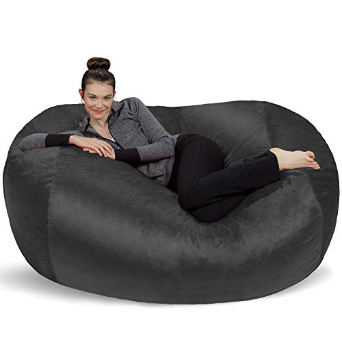 Sofa Sack – Plush Bean Bag Sofas with Super Soft Microsuede Cover – XL Memory Foam Stuffed Lounger Chairs For Kids, Adults, Couples – Jumbo Bean Bag Chair Furniture – Charcoal 6′