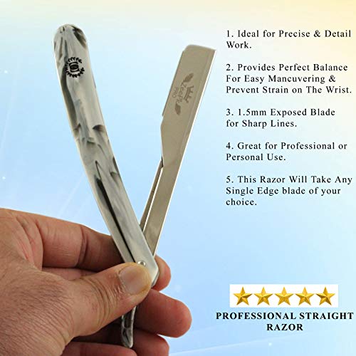 Zeepk Vintage Cut Throat Barber Salon Manual Straight Edge Shaving Razor + 100 Shaving Blades Marble Print | The Storepaperoomates Retail Market - Fast Affordable Shopping