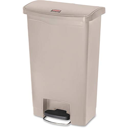 Rubbermaid Commercial Products – 1883458 Streamline Slim Step-On Plastic Trash Garbage Can, 13 Gallon, Beige