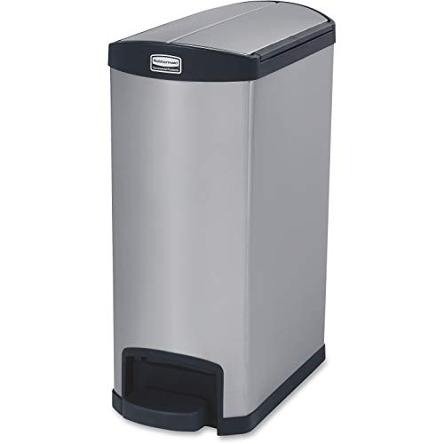 Rubbermaid Commercial 1901993 Slim Jim Stainless Steel Front Step-On Wastebasket, End-Step, 13-gallon, Black