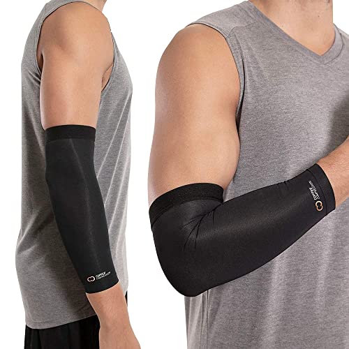 Copper Compression Elbow Brace for Tendonitis and Tennis Elbow – Copper Infused Sleeve. Relief for Golfers, Arthritis, Bursitis. Fit for Men & Women.
