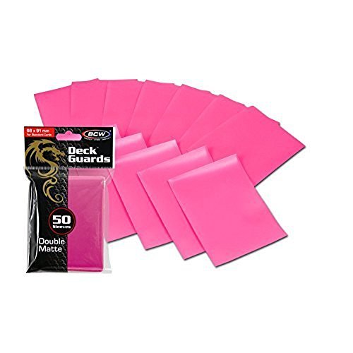 BCW 100 Premium Pink Double Matte Deck Guard Sleeve Protectors for Gaming Cards Like Magic The Gathering MTG, Pokemon, YU-GI-OH!, & More.
