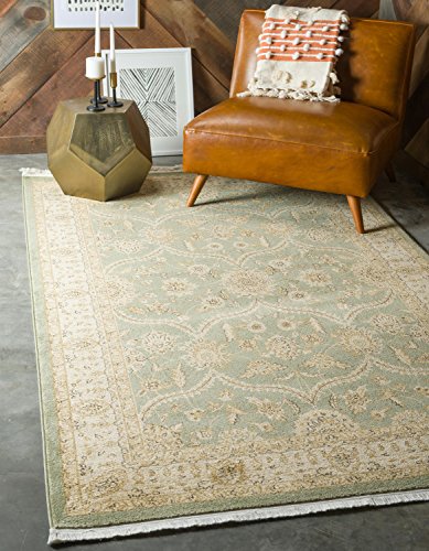 Unique Loom Edinburgh Collection Classic Oriental Traditional French Floral Country Inspired Design Area Rug, 7 x 10 ft, Light Green/Beige