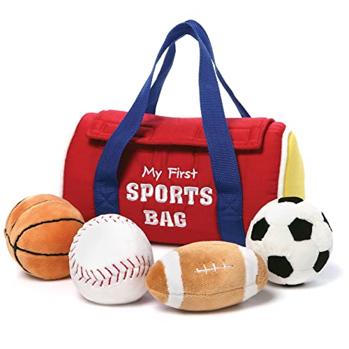 GUND Baby My First Sports Bag Stuffed Plush Playset, 5 Piece, 8″