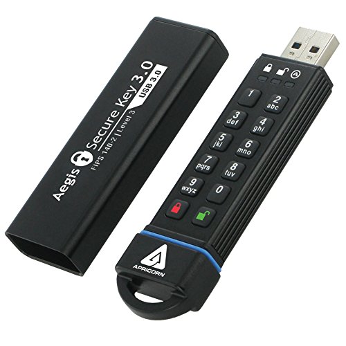 Apricorn 120GB Aegis Secure Key FIPS 140-2 Level 3 Validated 256-bit Encryption USB 3.0 Flash Drive (ASK3-120GB)