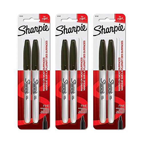Sharpie 30162PP Fine Point Permanent Markers, Black, Permanent Ink, Ink Dries Quickly and Resists Both Fading and Water, Blister of 2 Markers, Pack of 3 Blisters, 6 Markers Total