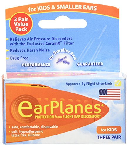 Original Children’s EarPlanes by Cirrus Healthcare Ear Plugs Airplane Travel Ear Protection 3 Pair Bonus Value Pack