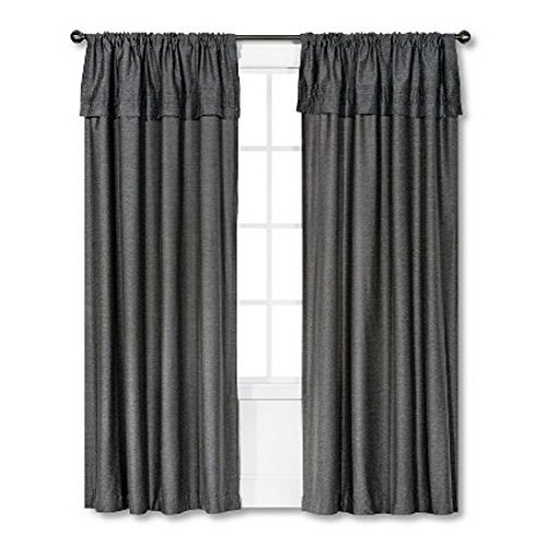 Threshold Gray Window Curtain Panel with Built-in Valance (54×95) (1 Panel)