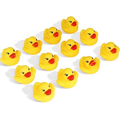 Novelty Place 12Pcs Rubber Duck Float Ducky Baby Bath Shower Toy, Yellow Mini Bath Duckies for Toddlers and Kids Birthday Gift Party Favor Bathtub Decoration