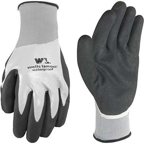 Wells Lamont Men’s Waterproof Work Gloves with Latex Double Coating, Gray and Black, Large (568L)