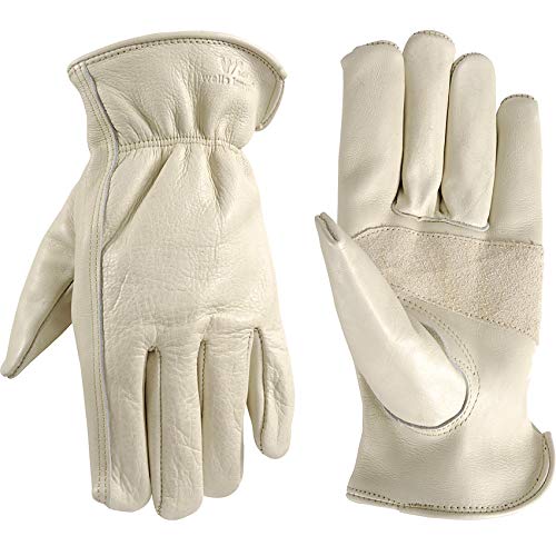 Leather Work Gloves with Reinforced Palm, DIY, Yardwork, Construction, Motorcycle, XXX-Large (Wells Lamont 1130XXX) , Tan