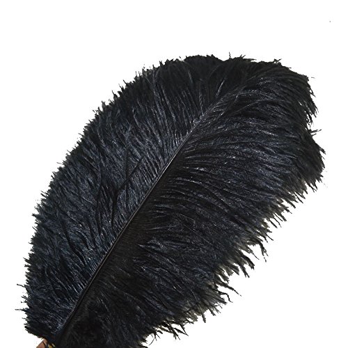 Sowder 10pcs Ostrich Feathers 12-14inch(30-35cm) for Home Wedding Decoration(Black)