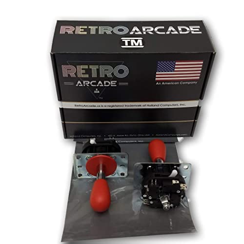 RetroArcade.us Mag-Stik-Plus Arcade Joystick Player switchable from 4 to 8 Way from The top of The Panel (Red)