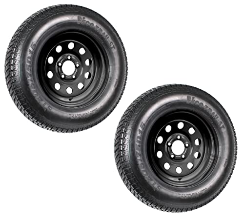 2-Pk Trailer Tire On Black Wheel Modular Rim ST205/75D15 LRC 5 Lug On 4.5 15 x 5
