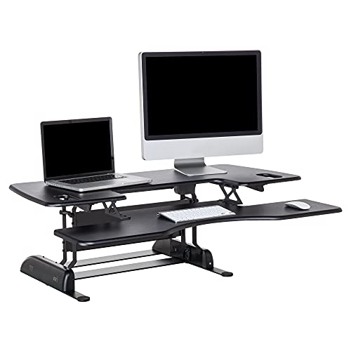 Vari – VariDesk Pro Plus 48 – Two-Tier Standing Desk Converter for Dual Monitors – Sit to Stand Desk for Office with 11 Height Settings, Spring-Assisted Lift, Dual Handles – Fully Assembled, Black