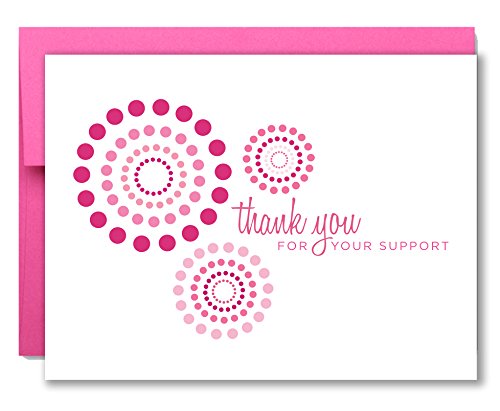 20 Breast Cancer Support, Modern Pink Ribbon Thank You Cards – for Charity Events, Runs, Walks and 3-Day – Maddie by Two Poodle Press