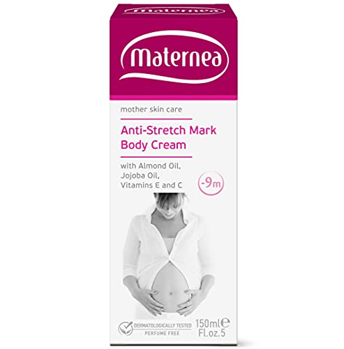 MATERNEA Anti-Stretch Marks Body Cream with Almond Oil, Jojoba Oil, Vitamins E and C (5 fl.oz. US) Allergen & Perfume Free