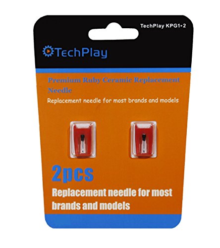 TechPlay Pack of 2, Roby Ceramic Needle for Turntables (2 Pack Red)