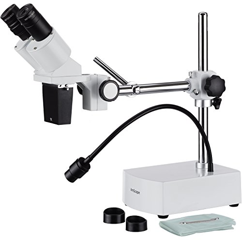 AmScope SE400-X 5X-10X Binocular Boom Arm Stereo Microscope with LED Gooseneck Light